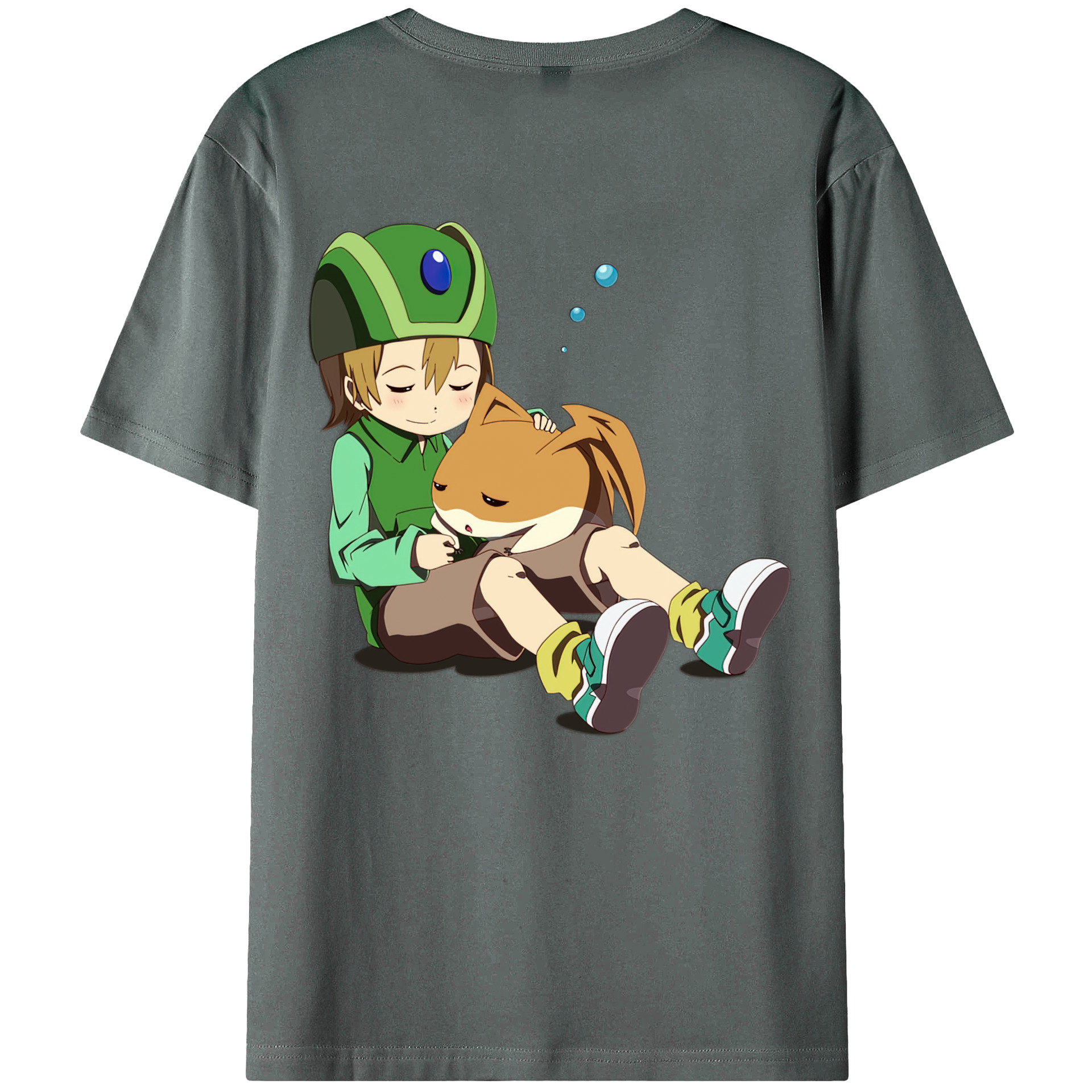 （画像用） Digimon デジタルモンスター/デジモン 綿100％ メンズ半袖Tシャツ（バックプリント） 通気性